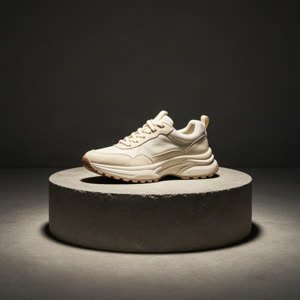 Chunky cream sneaker with layered sole